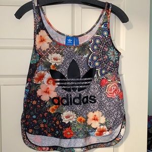 Floral Print Trefoil Tank by Adidas Originals size S